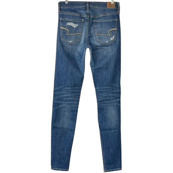American Eagle Hi-Rise Jegging Distressed Ripped Super Stretch X Size 8 X-Long - Picture 5 of 10